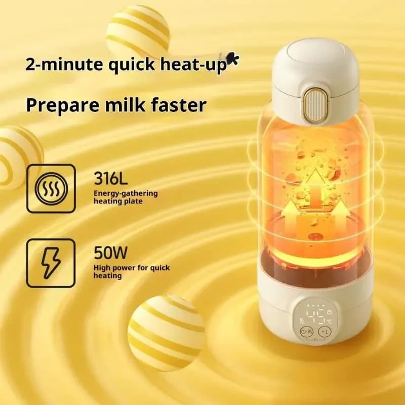 Scaldalatte elettrico per bambini Schermo LED interno portatile in acciaio inossidabile Monitoraggio della temperatura in