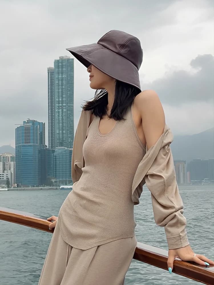Le Samedi Set Estivo in Lana e Seta Ultra Fine da Donna, Completo a Tre Pezzi con 18 Aghi, Stile Casual Fresco, Traspirante e Leggero