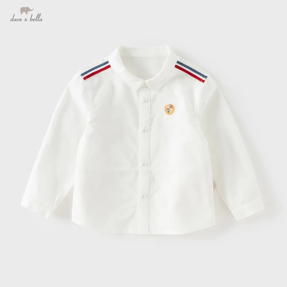 Camicia in Puro Cotone per Bambini Dave Bella, Abbigliamento Autunno Primavera, Elegante Blusa Formale per Ragazzi, Top da Esterno Stile Collegiale DB1260911
