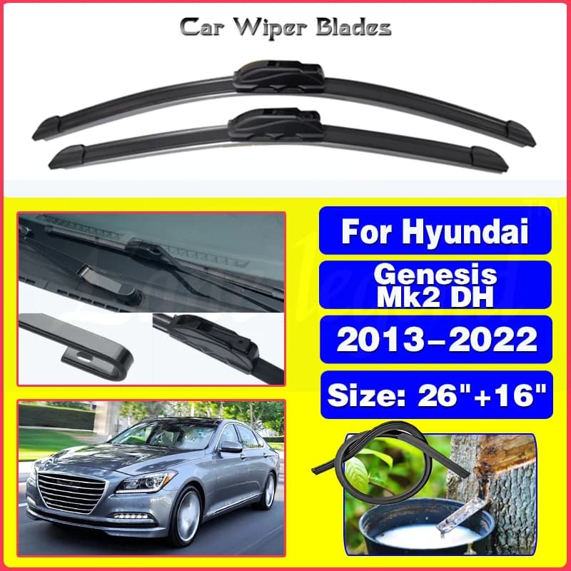 2PCS Per Hyundai Genesis G80 Mk2 DH 2013-2022 Spazzole Tergicristallo Anteriori Parabrezza Parabrezza Finestra Pulita Auto Pioggia Spazzole 26 "+ 16"