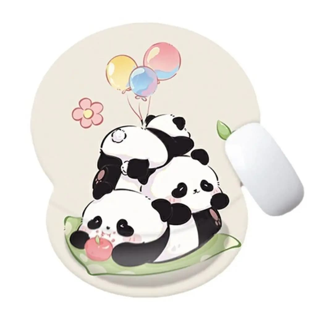 Protezione per le mani Panda Tappetino antiscivolo Poggiapolsi Supporto per le mani Tappetino per mouse antiscivolo 3D Morbido tappetino per mouse 3D Kawaii Strumenti per scrivere