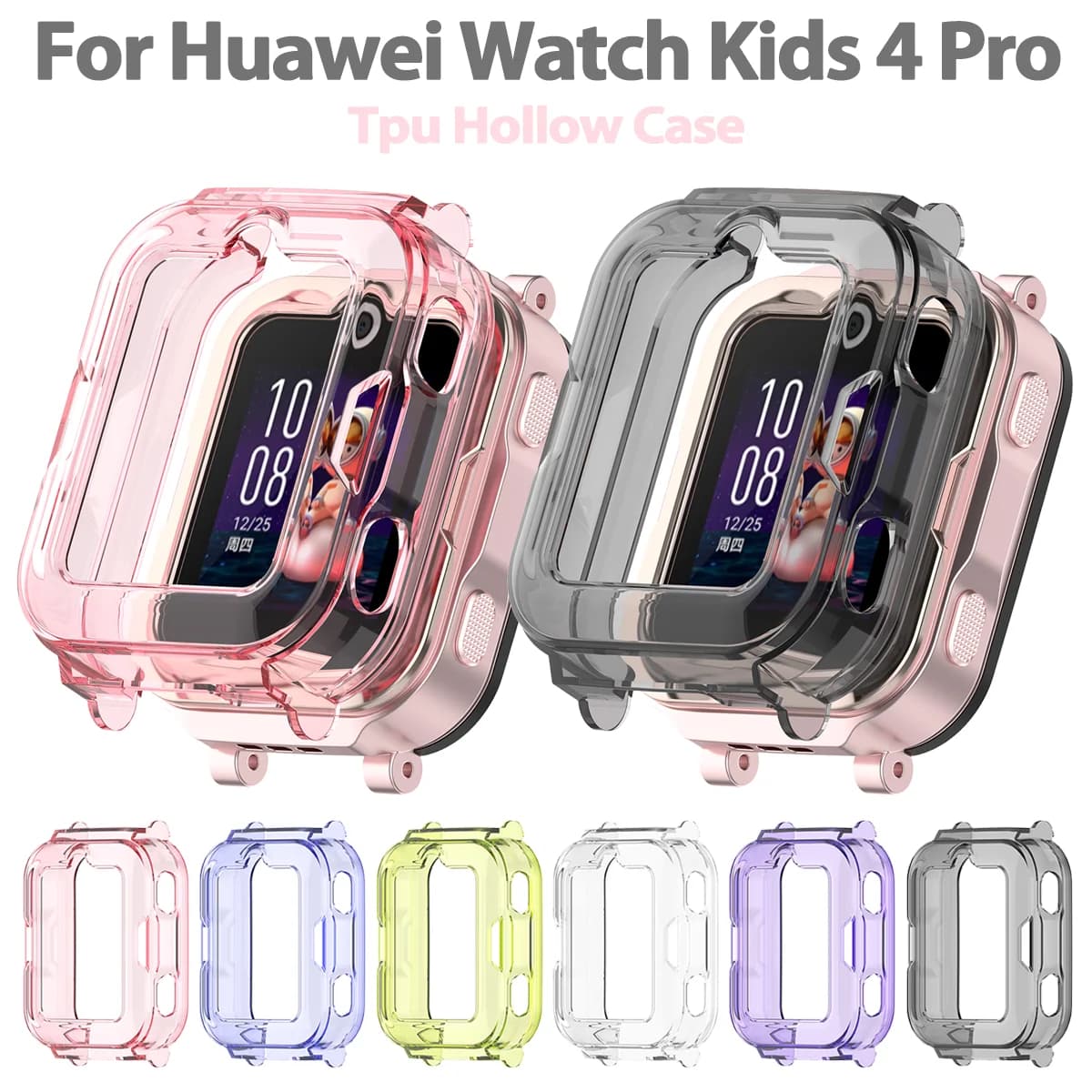 Per Huawei Watch Kids 4 Pro Custodia cava in TPU Protezione per schermo Paraurti Custodia morbida Custodia completa trasparente