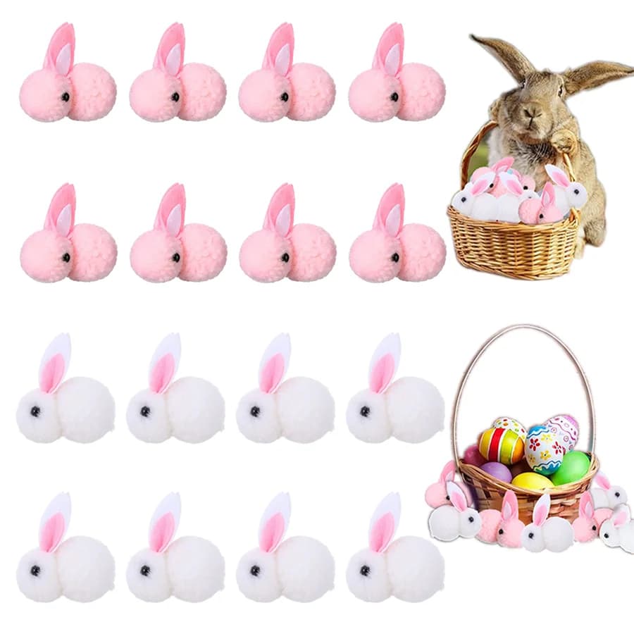5-30 pezzi mini peluche coniglietto pasquale morbido coniglio farcito per bomboniere pasquali regalo cestino imbottito, fermagli per capelli papavero fai da te accesso