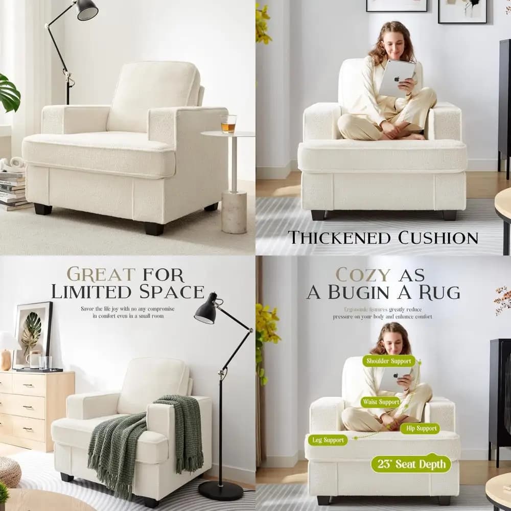 Cloud modern sofa in soft Teddy fleece, size 38, removable cover, easy assembly, ideal for living room and bedroom