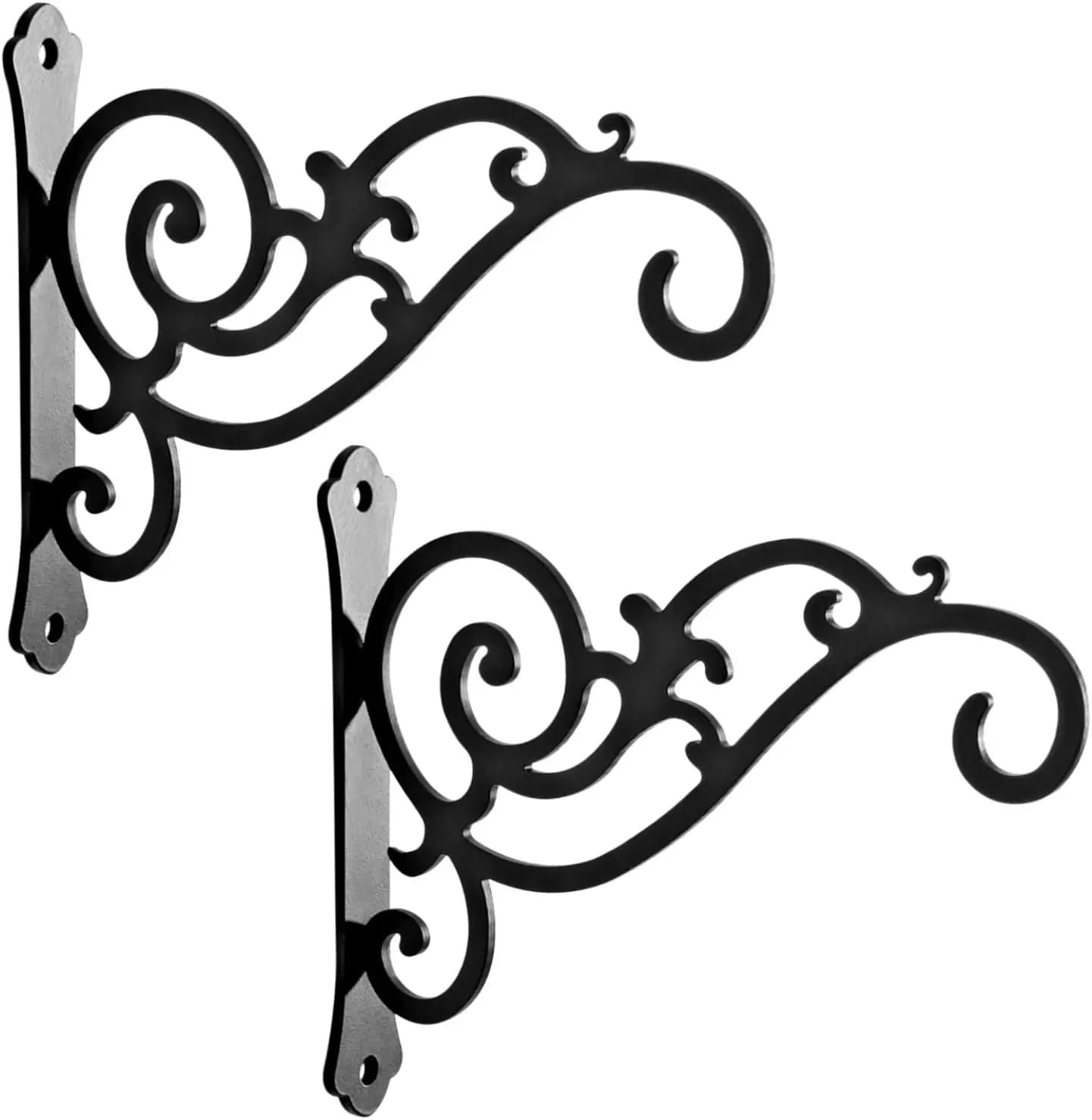 Confezione da 2 ganci da parete in ferro nero da 6 pollici per lanterne, luci solari e campanelli a vento - Uso interno/esterno