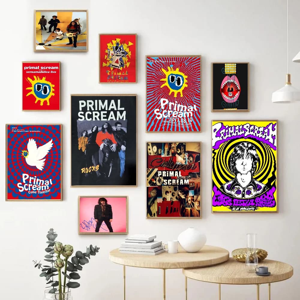 Band Primal Scream Whitepaper Poster Adesivo di carta impermeabile Coffee House Bar Pittura murale di arte estetica