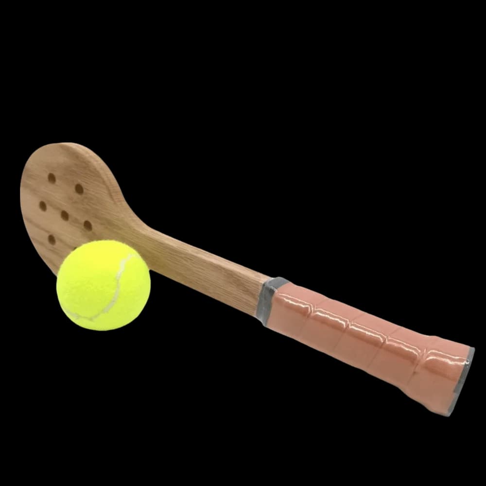 Wood Wooden Tennis Racket Perforated Head Lightweight Padel Training Paddle Handheld Brown Training Racket Beginner Practice
