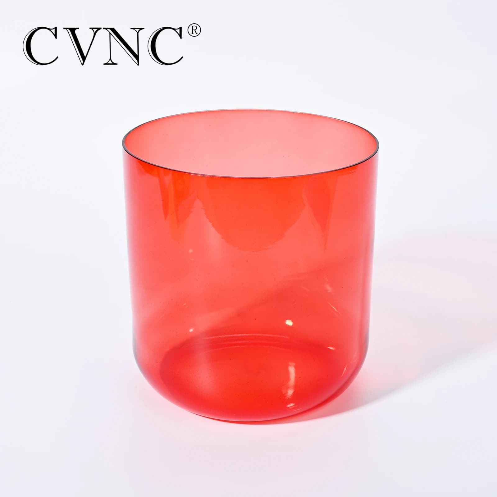 CVNC 6 Inch C Note Red Colored Clear Quartz Crystal Singing Bowl for Sound Healing and Meditation with Mallet