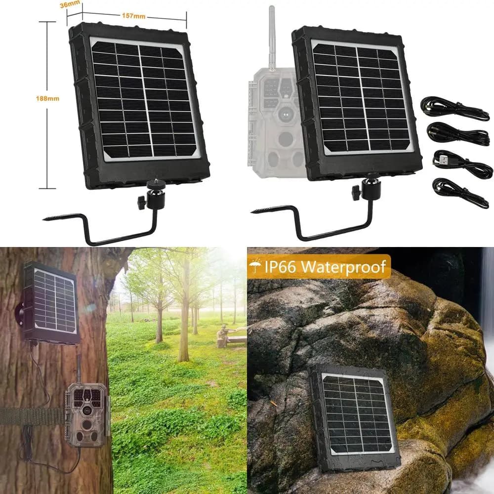 Power Bank Portable with 3W Solar Panel for Exterior, 8000mAh, 12V/1A, 9V/1.5A, 6V/2A, Waterproof IP66 with Support