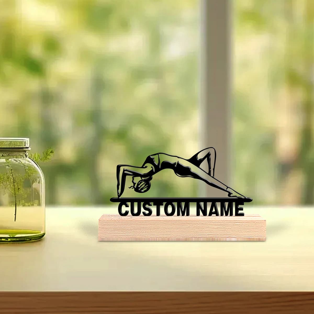 Custom Metal Statue for Bodybuilding with Wood Base, Table Decoration, Exterior Desk Sculpture