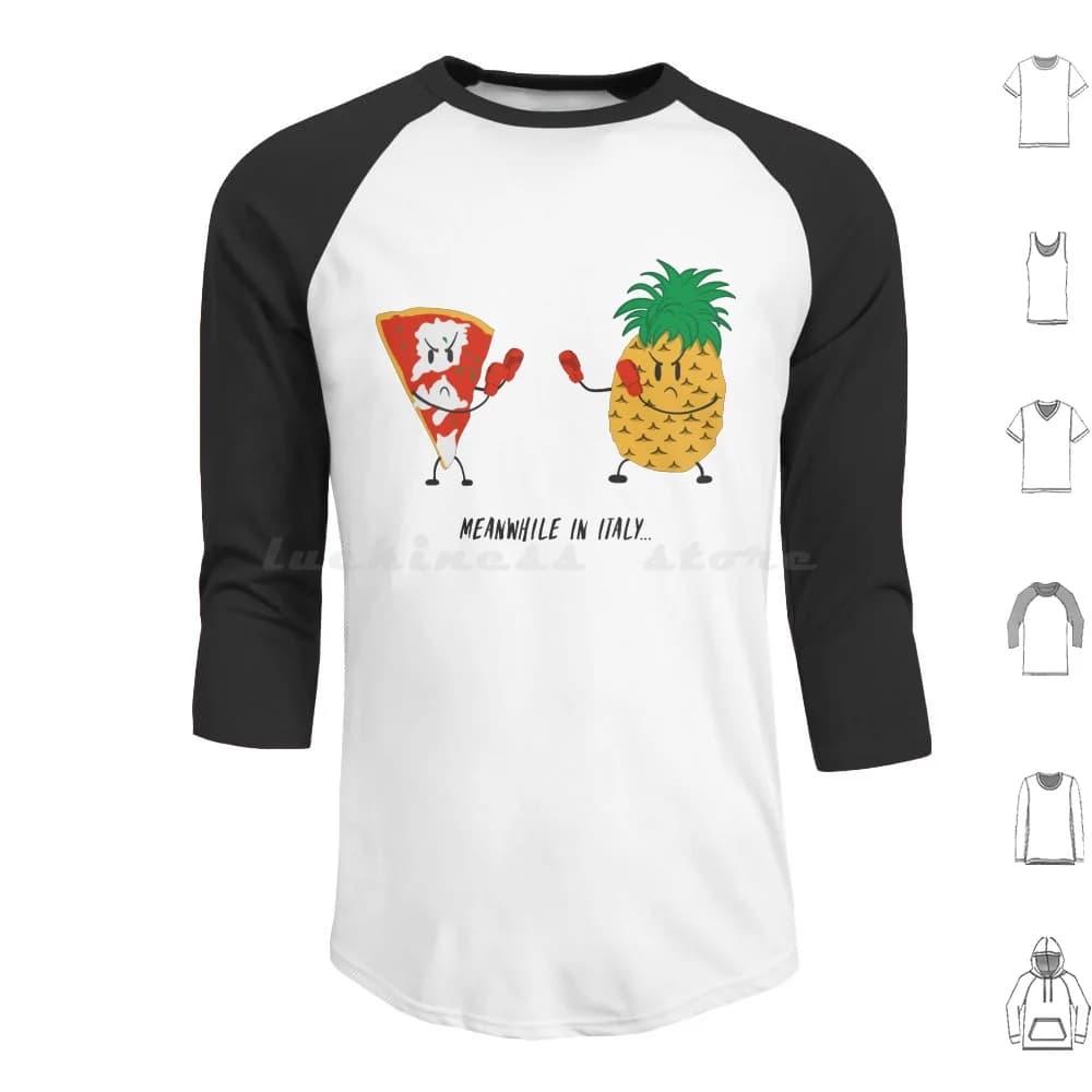 Pizza italiana Vs Pop Divertente disegno Felpe con cappuccio Manica lunga Pizza divertente Cartone animato italiano Meme Divertente fumetto Cultura pop comica divertente