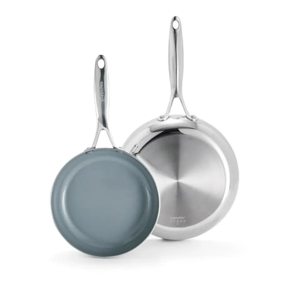 Set of 8 and 10 Stainless Steel Panels with PFAS-Free Ceramic Coating, Multilayer Kitchen Battery for Induction Plans