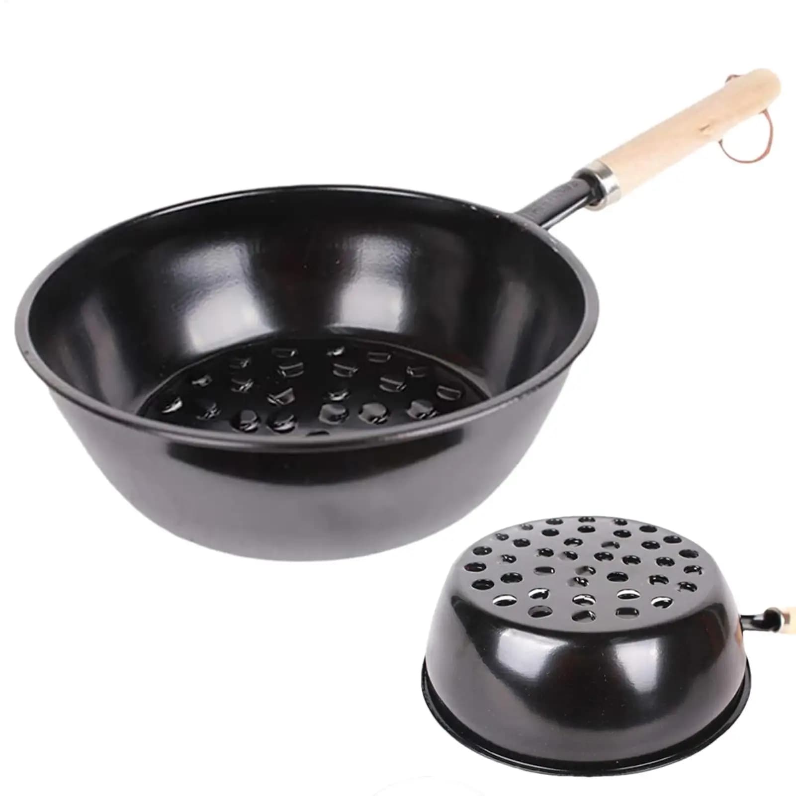 Cestello per avviamento rapido a carbone con manico in legno, design cavo per flusso d'aria per carbone leggeri Veloce per barbecue e campeggio