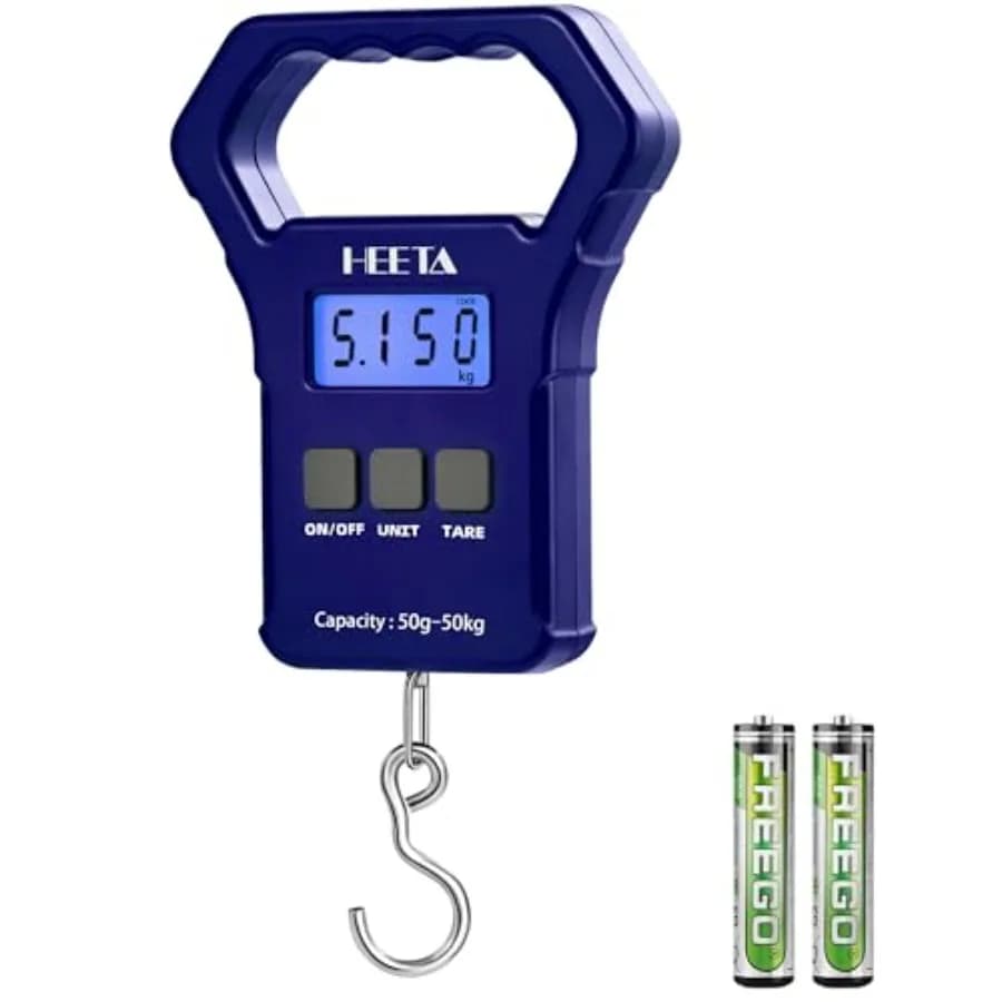 Fish Scale, 110lb/50kg Digital Portable Hanging Fishing Weight Scale with Backlit LCD Display, Luggage Scale with Hook, Non-Sli