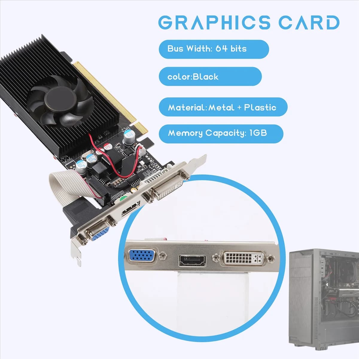 Scheda grafica B44CGT210 da 1 GB DDR2 64 bit PCIE 2.0 GPU Scheda video desktop DVI VGA compatibile con HDMI