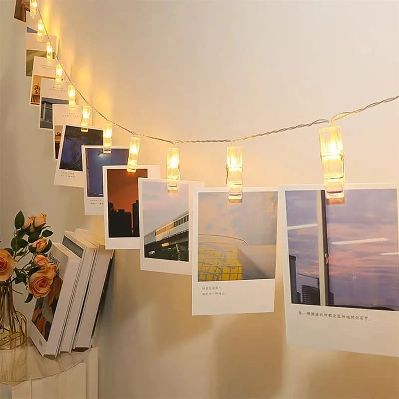 6M 40LED LED Luci ghirlanda Clip per foto Fata LED Luci a corda a batteria Decorazione per matrimoni per feste con finestre