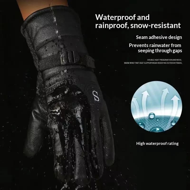 Hot Sale Winter Leather Gloves Waterproof Resistance Cold Outdoor Sports Warm Motorcycle For Men Gloves