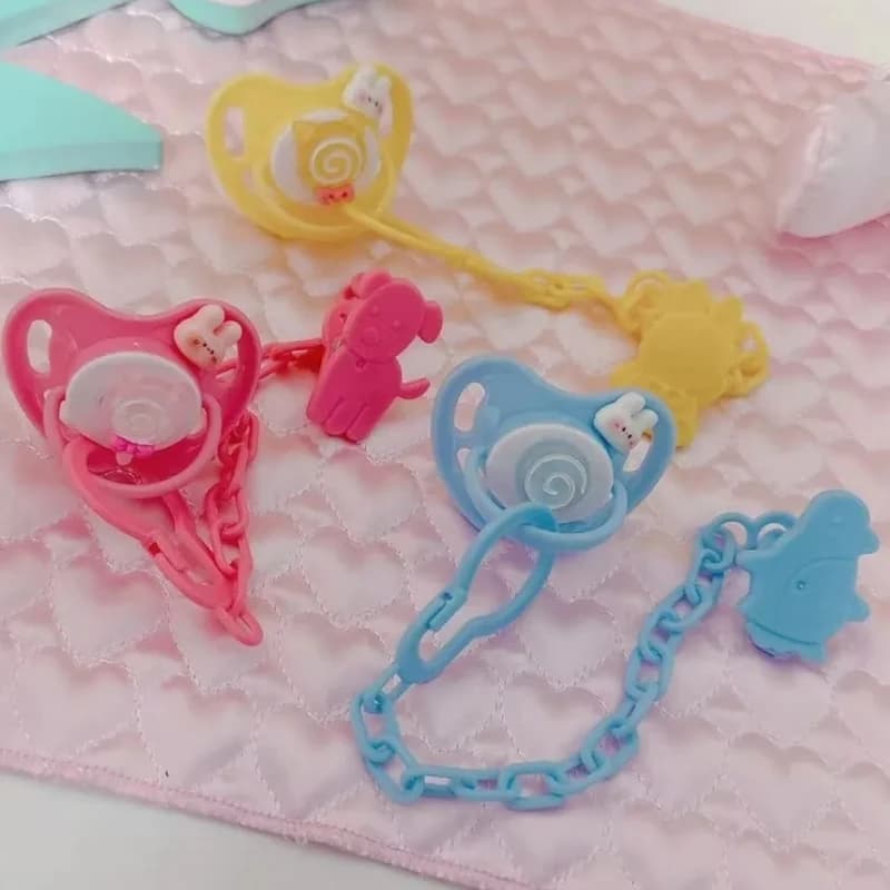 Kawaii Japanese Style ABDL Adult Pacifier Comforting Transparent Soft Bow Cartoon Candy Bunny Cosplay Party Cute Decoration