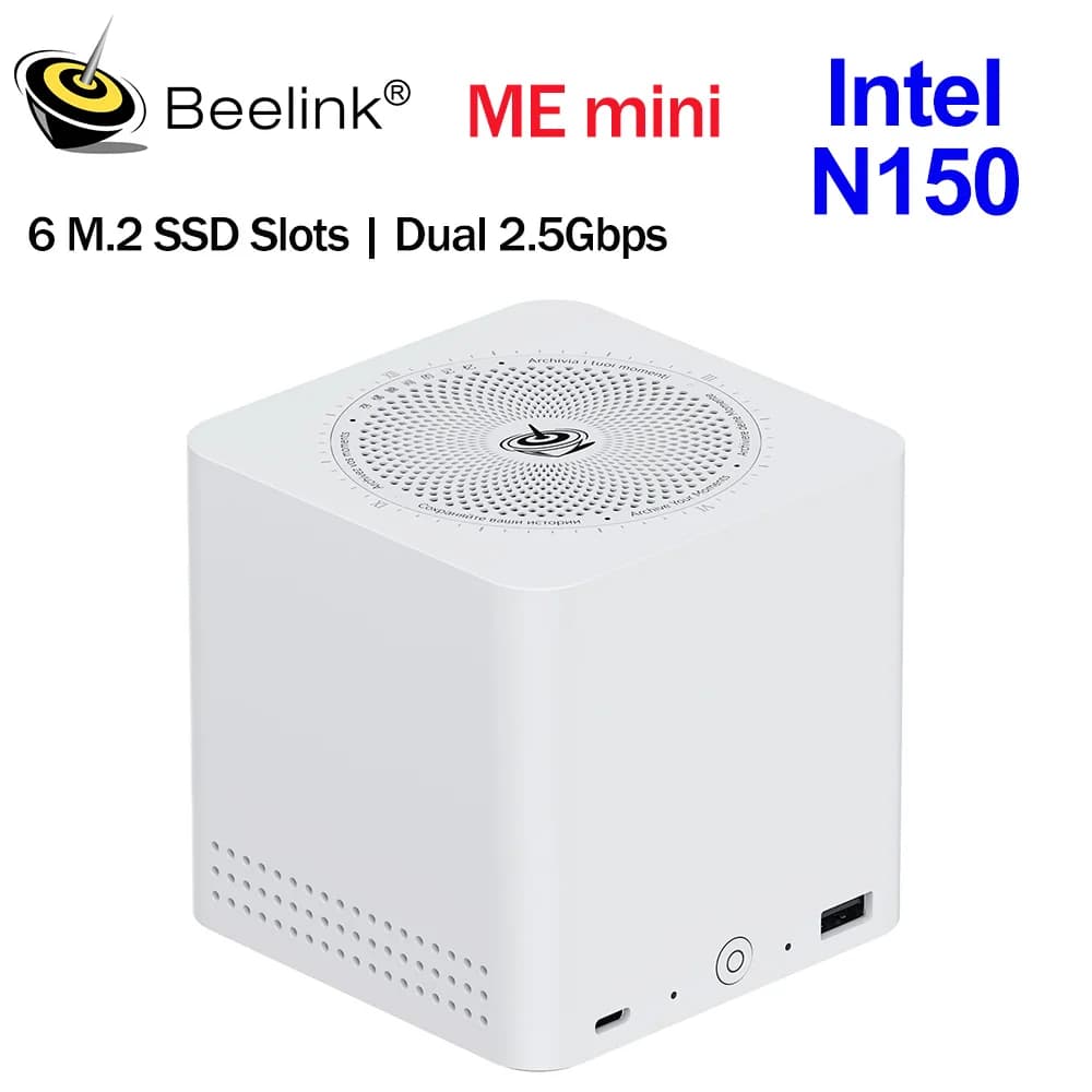 2025 Beelink ME Mini Intel Twin Lake N150 LPDDR5 4800 MHz 16 GB RAM 1 T SSD WiFi6 4K Dual Lan archiviazione di rete domestica nas mini host