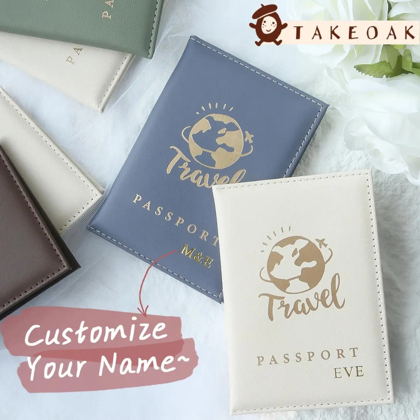 Set di 2 Copertine per Passaporto Personalizzate con Nome, Design Chic e Slogan, Porta Passaporto Personalizzato con Iniziali