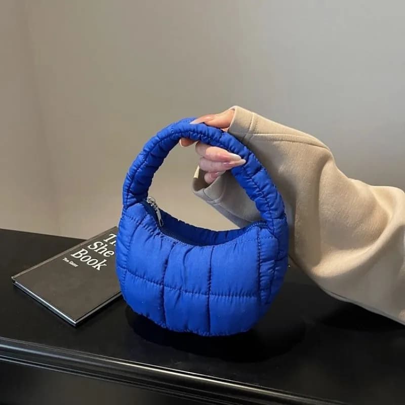 2026 Spring Edition Ruffled Cloud Pattern Women's Shoulder Bag,Handheld Down Jacket Bag, Mini Dumpling Bag, Fashion Underarm Bag