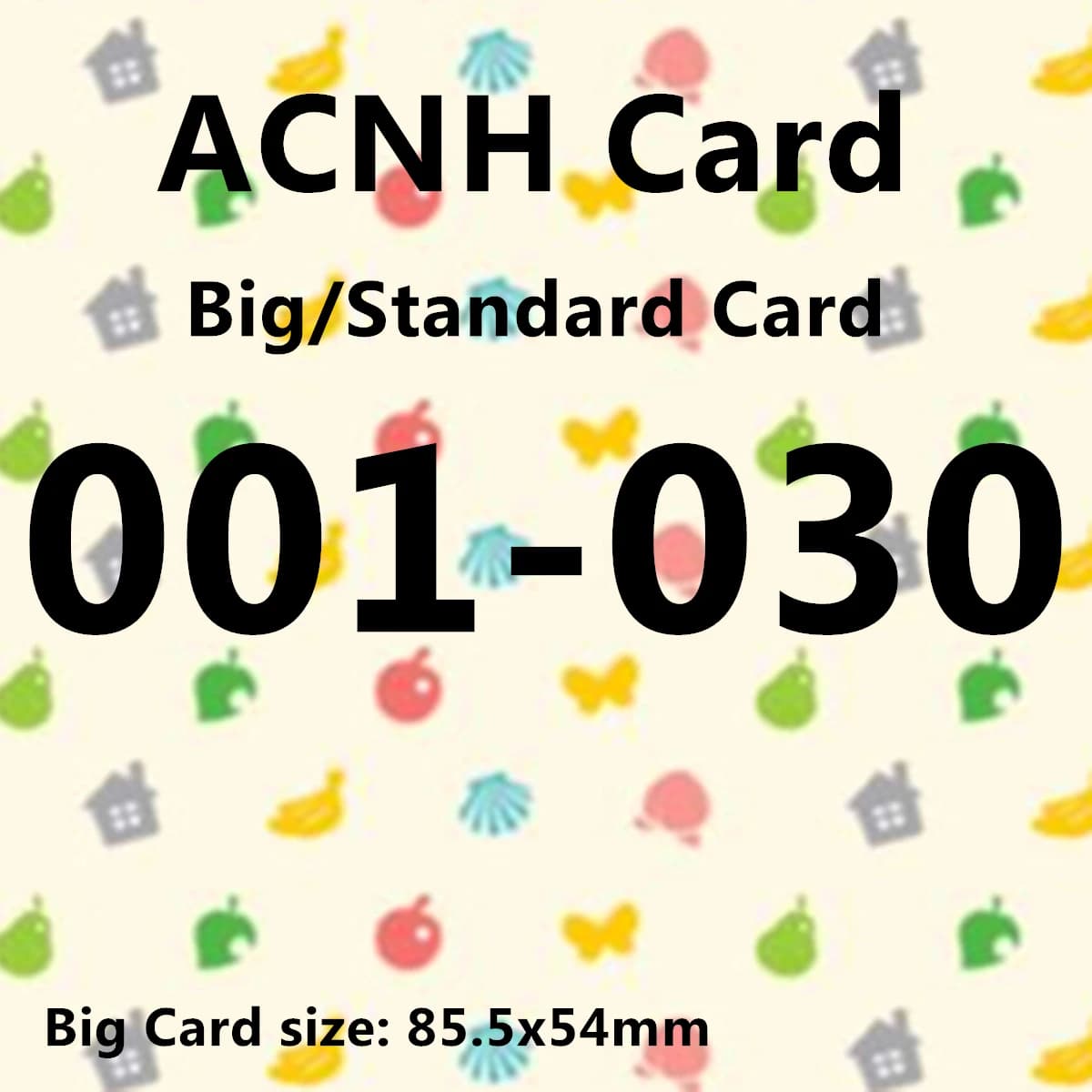 Nuovi dati (da 001 a 030) Scheda Fauna ACNH con stampa NFC compatibile con NS Bob Games Serie 1, scheda standard con chip NTAG215