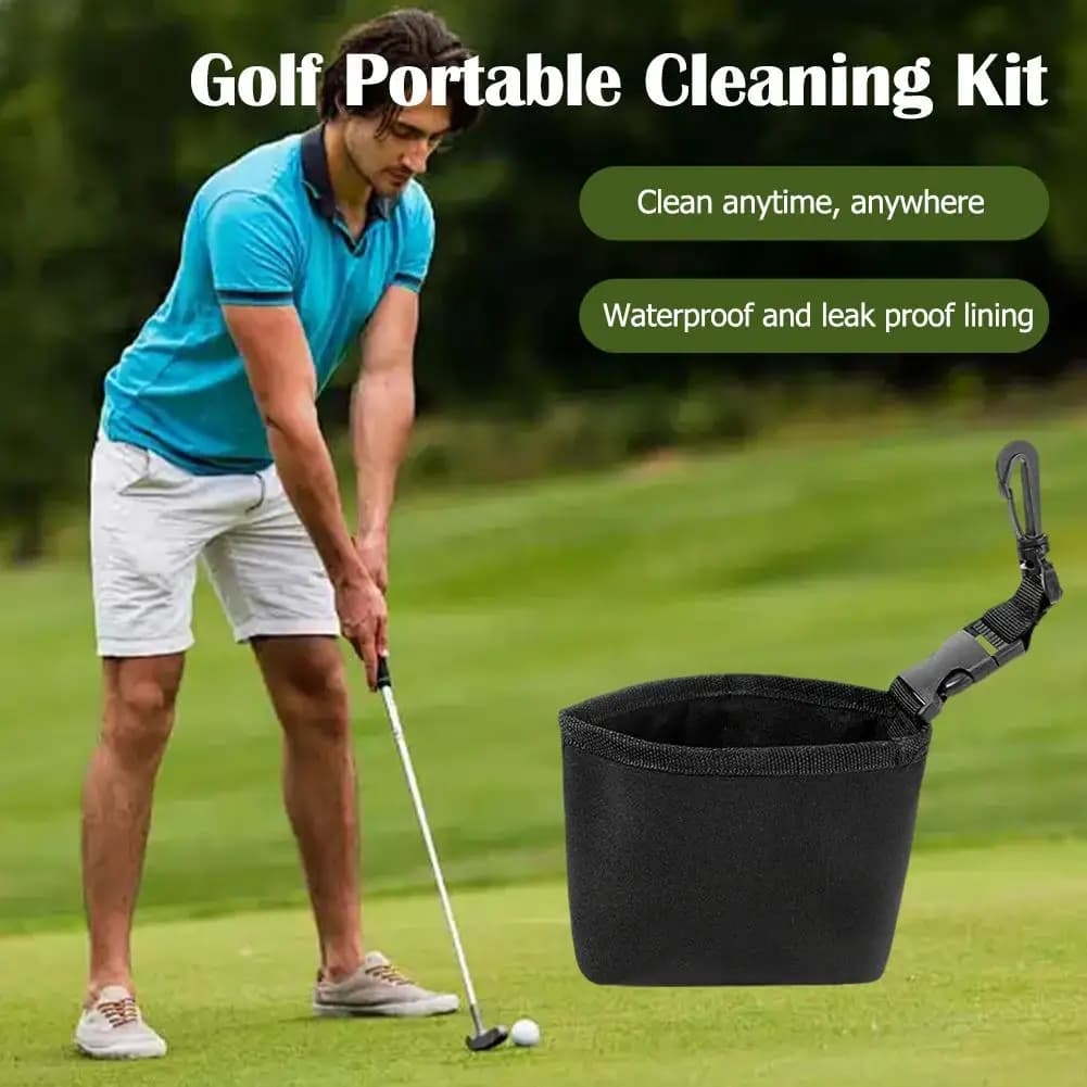 Borsa Portatile per la Pulizia di Mazze e Palline da Golf con Clip Staccabile, Impermeabile, Accessori per Golf Portatili