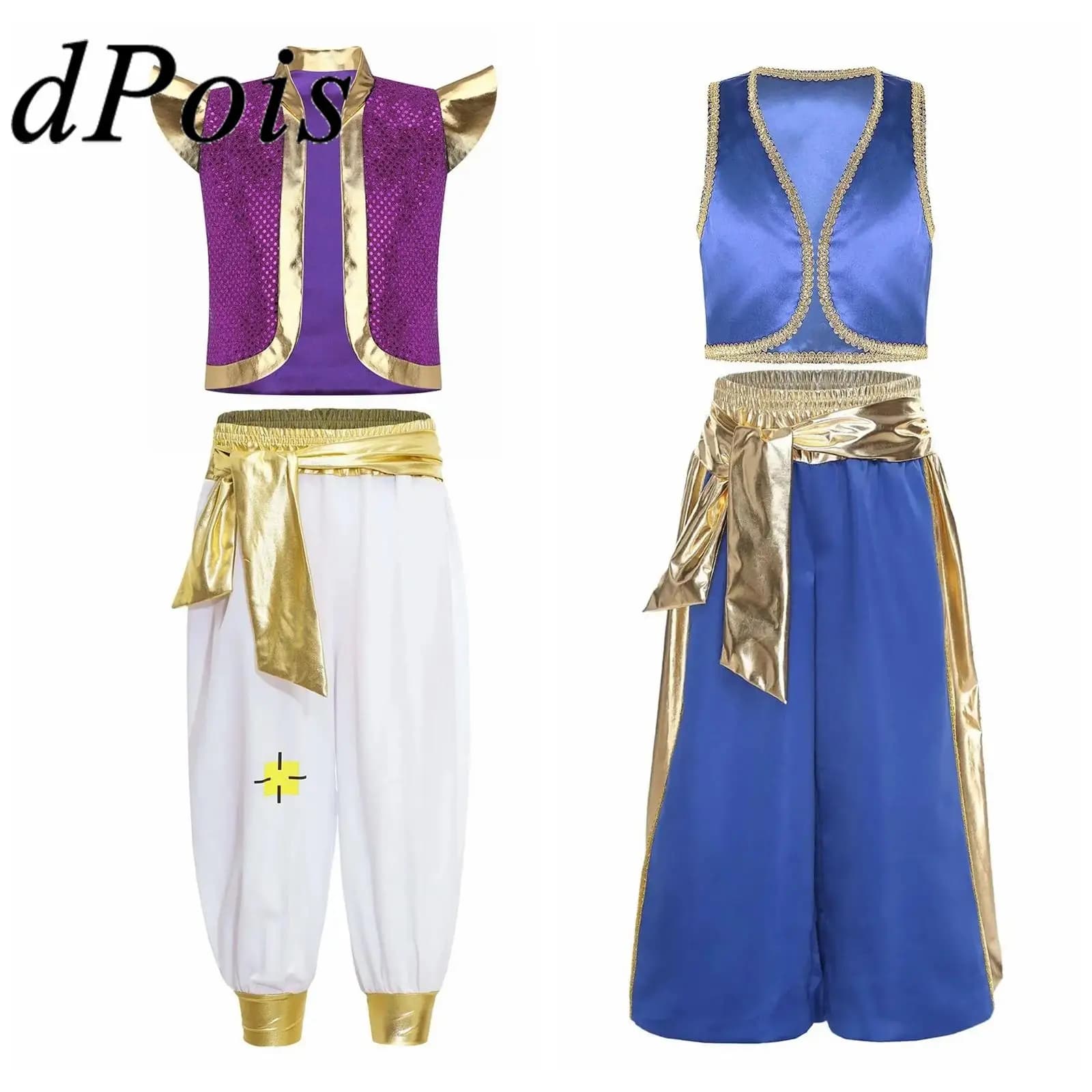 Ragazzi Principe Arabo Abiti Gilet da ballo Mitico Cosplay Arabo Fata magica Festa a tema Carnevale Fancy Dress Up Costume
