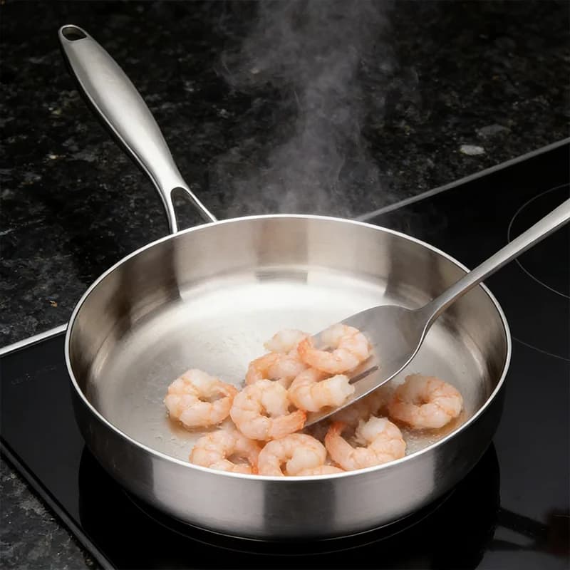 Padella antiaderente in acciaio inossidabile 304, padella per bistecche non rivestita, pentola da cucina per fornelli a gas e piano cottura a induzione