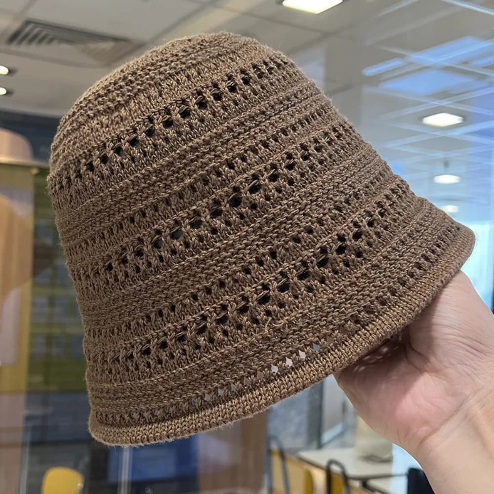 Elegant Sun Hat in French Style Paglia, Visiera Maglia, Secchiello Traforato, Solar External Protection