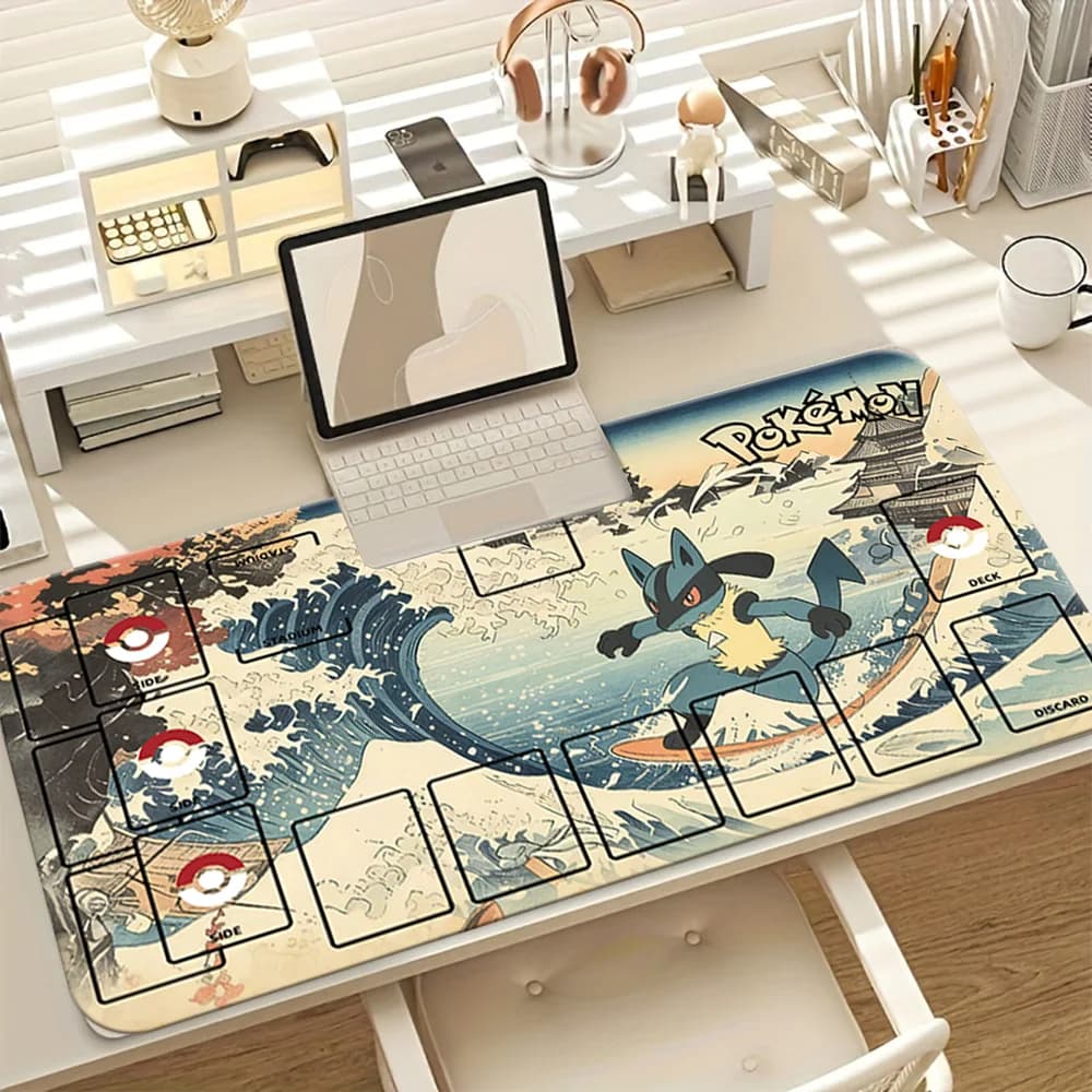Lucario The Great Wave Ukiyo-e Pokemon TCG Playmat Tappetino per mouse da gioco esteso di grandi dimensioni