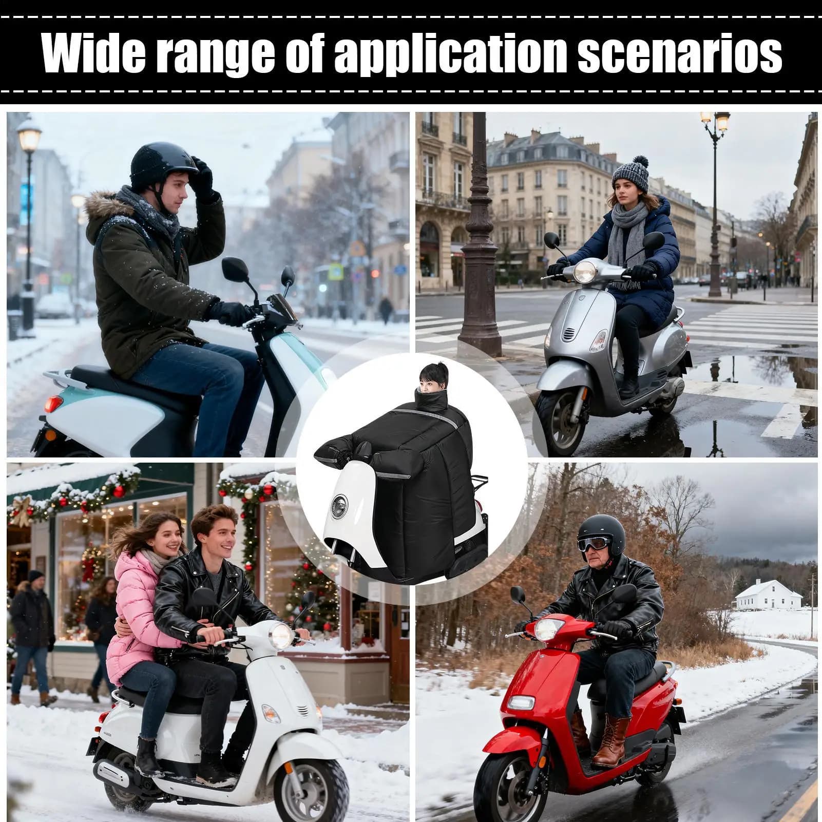 Copri grembiule invernale per gambe Trapunta spessa impermeabile Fodera in peluche Copri gamba caldo per moto con guanti per scooter invernale da donna