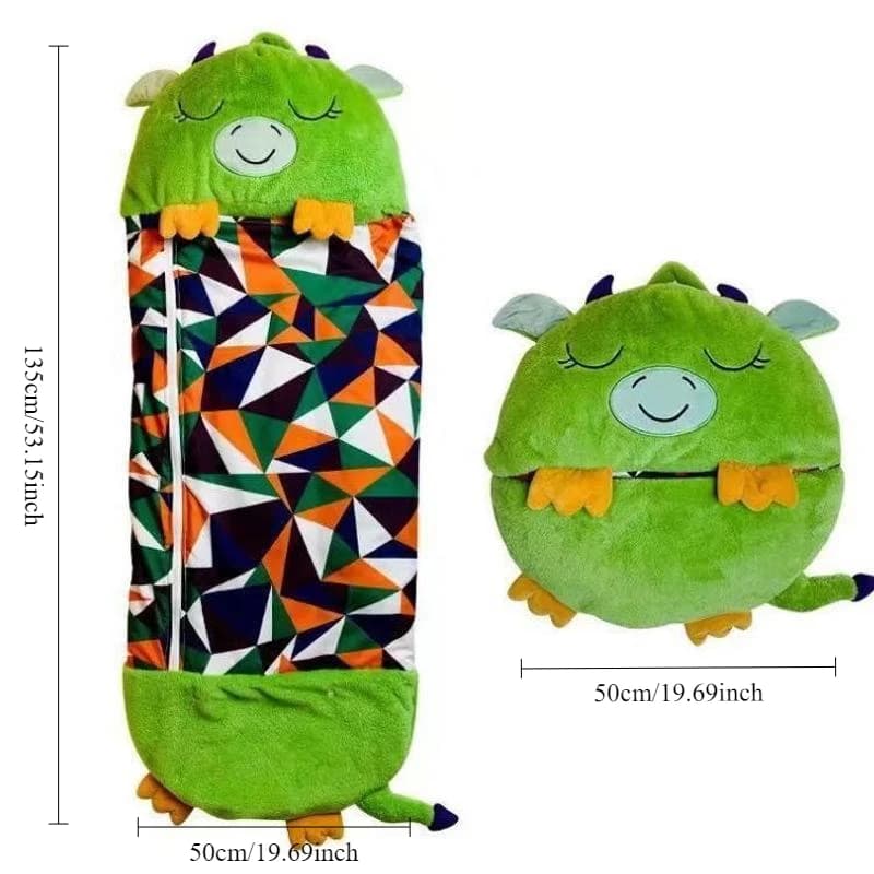 Pelo 2-in-1 for Children with Cushion, Warm and Comfortable Sleeping Bag for Boys and Girls, Soft Animal Shaped Satin, Birthday Gift for Children