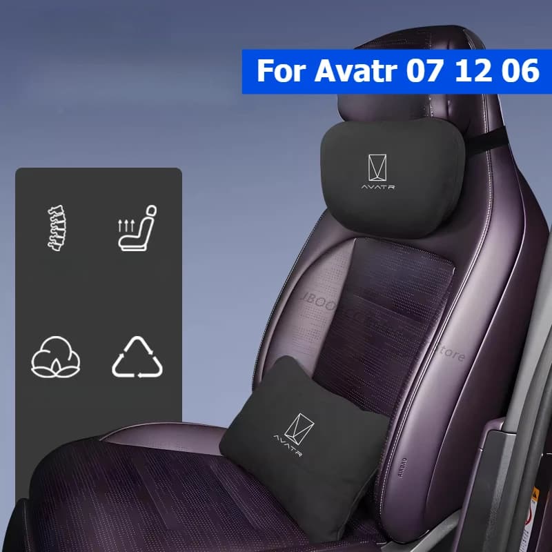Per Changan Avatr 07 12 06 Seggiolino auto Poggiatesta Cuscino per il collo Traspirante Pelle scamosciata lombare Testa dell'auto Supporto per la vita Cuscino per lo schienale del sedile