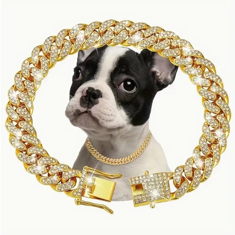1/2Pcs Fashion Rhinestone Dog Necklace With Double Lock Design To Ensure A Secure Fit Cat Chain Pet Crystal Collar Jewelry