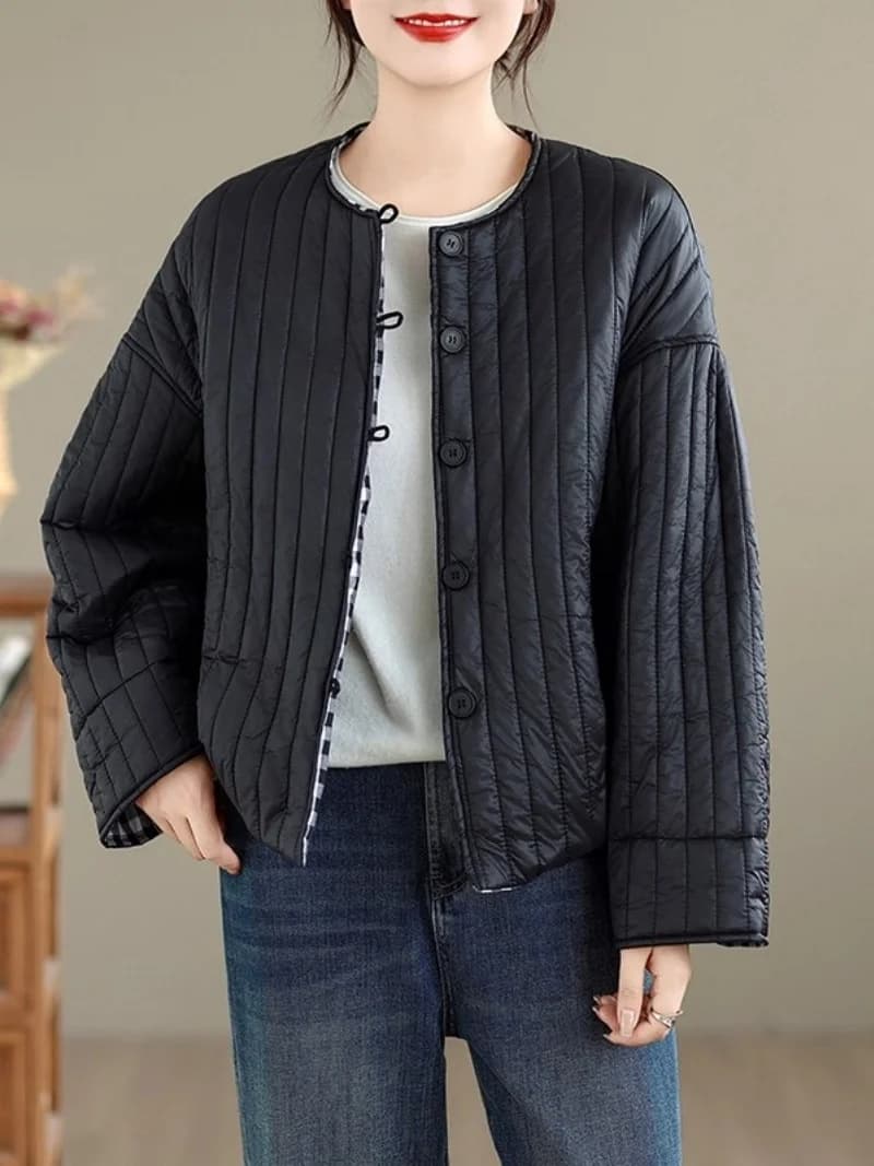 Women's Quilted Cotton Coat In Autumn Light Winter And Hot Short Jacket Simple Solid Color Casual Style W1235