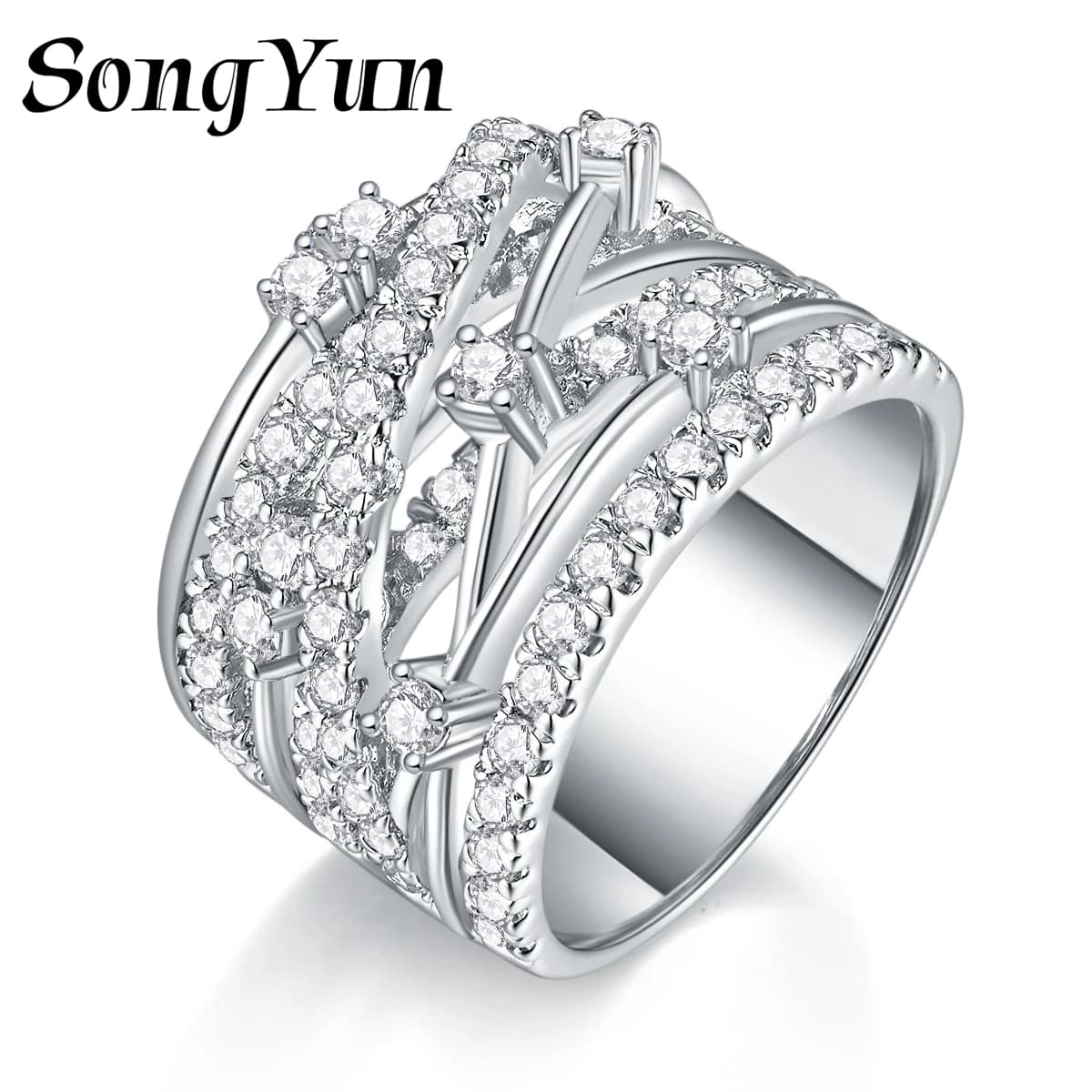 Anello SONGYUN in Argento Sterling 925 con Moissanite Colore D, Anello Chic per Fidanzata, Placcato in Oro 18K, Brevetto MST