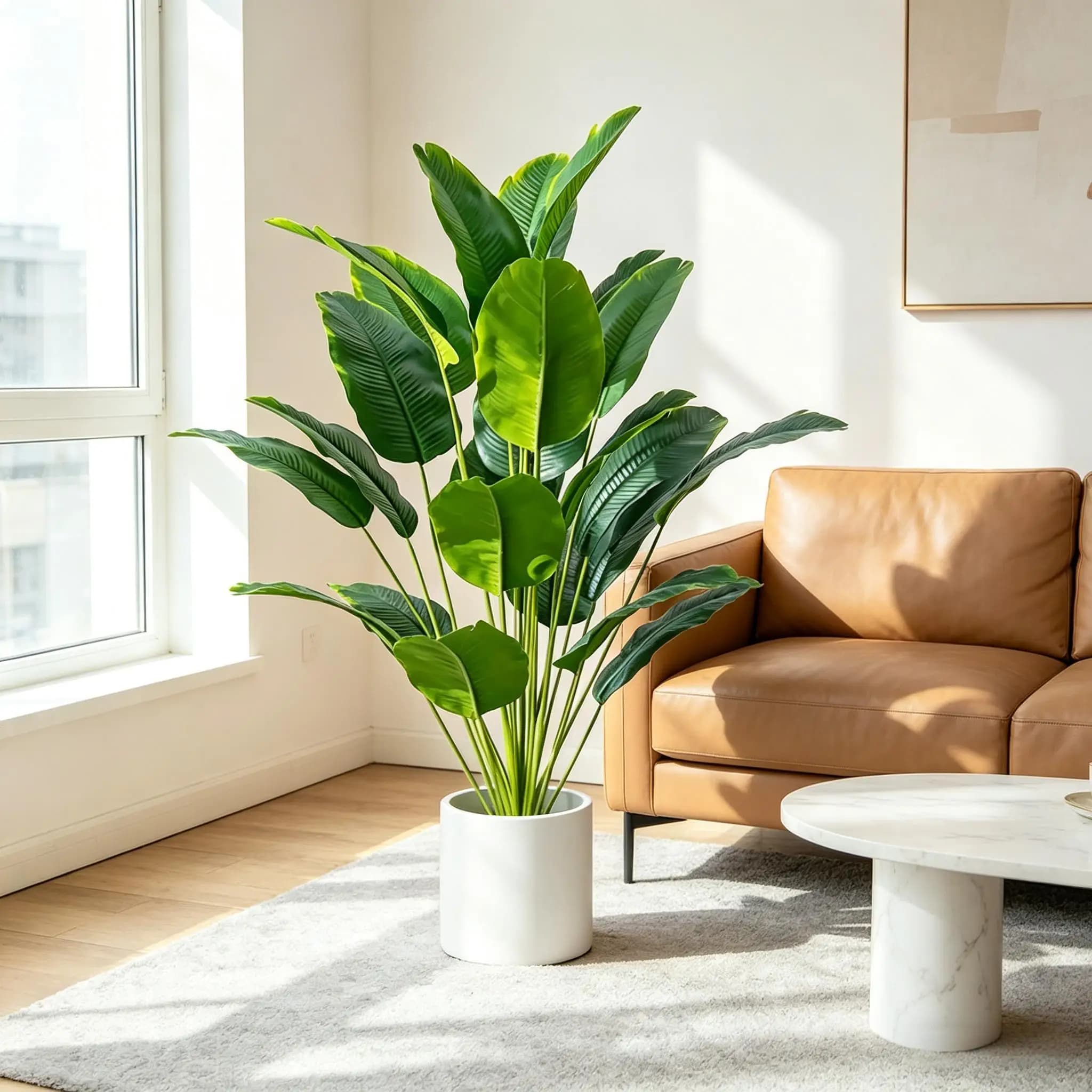 Pianta di palma artificiale grande da 67-112 cm, foglie di banano tropicali finte per decorazioni di casa, giardino, ufficio e feste