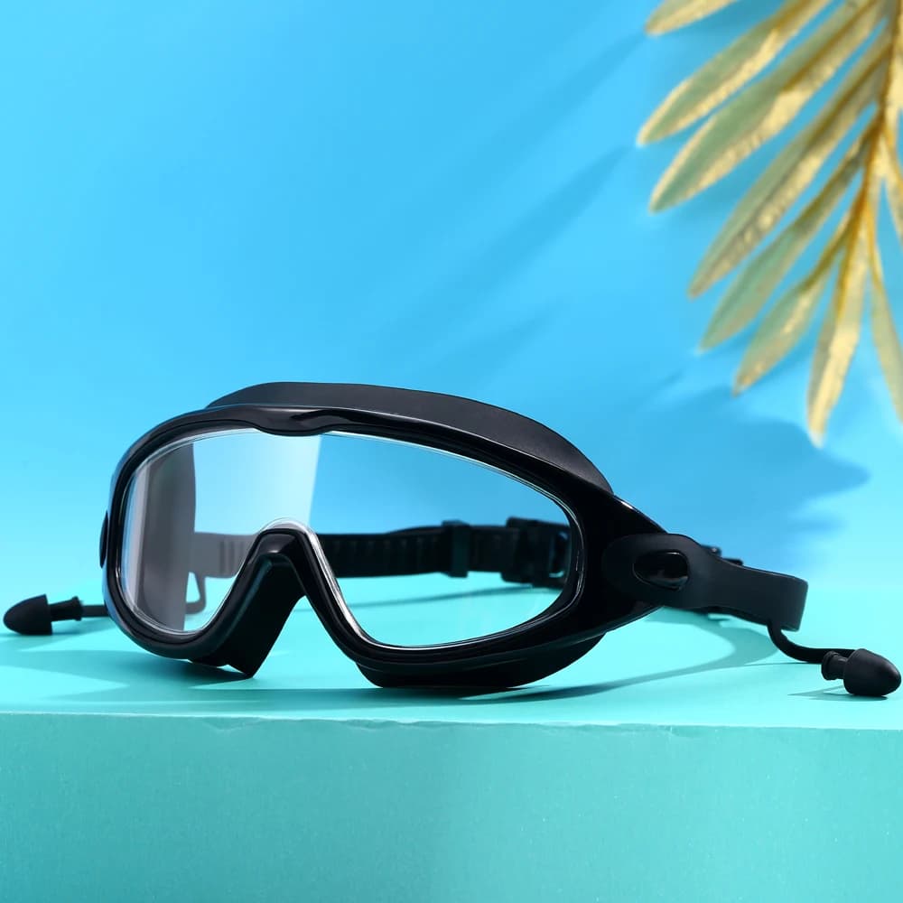 Adult swimwear big frame with ear caps swim glasses professional high definition glasses for men and women