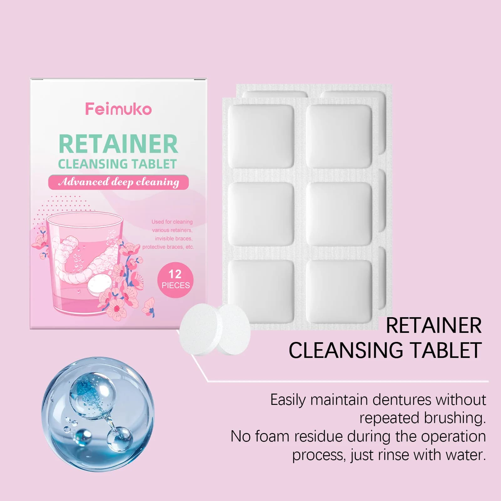 Cleaning tablets of Dentarian Protective, Remove Odori and Macchie, Detergent for Orthodontic and Night Parade