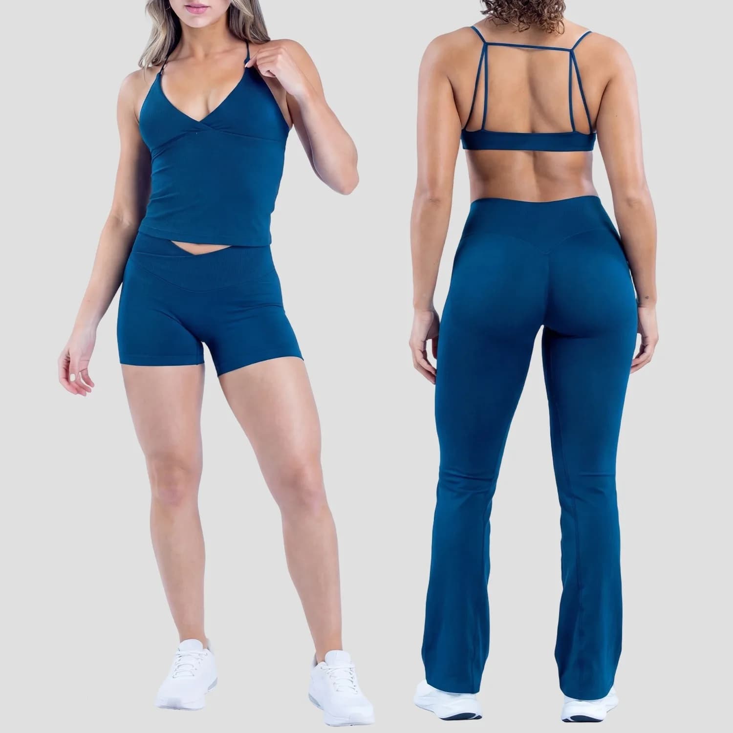 2 Pieces Set Impact Leggings Set Women Backless Tank Tops High Waist Scrunch Gym Suit Fitness Clothes Outfit Workout Yoga Set