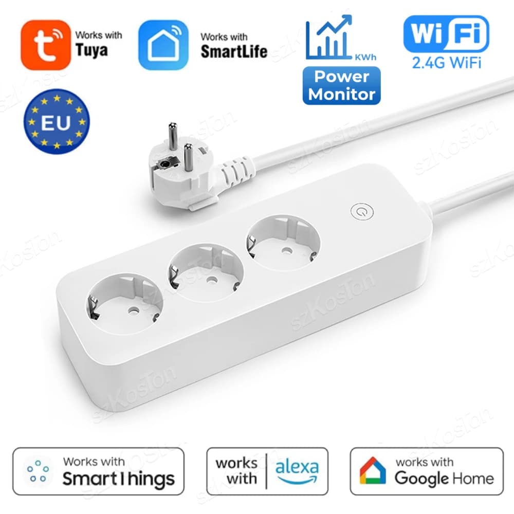 Tuya Smart WiFi EU Plug Multiple socket Intelligent socket with power monitor Electrical appliances Voice timer for Alexa Google SmartThings