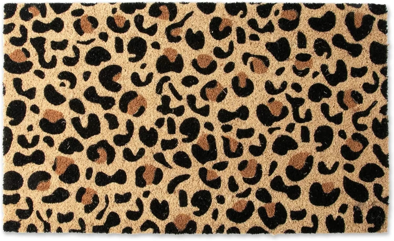 Tappetino Zerbino in Fibra di Cocco Naturale con Design Colorato, 18x30, Motivo Leopardato