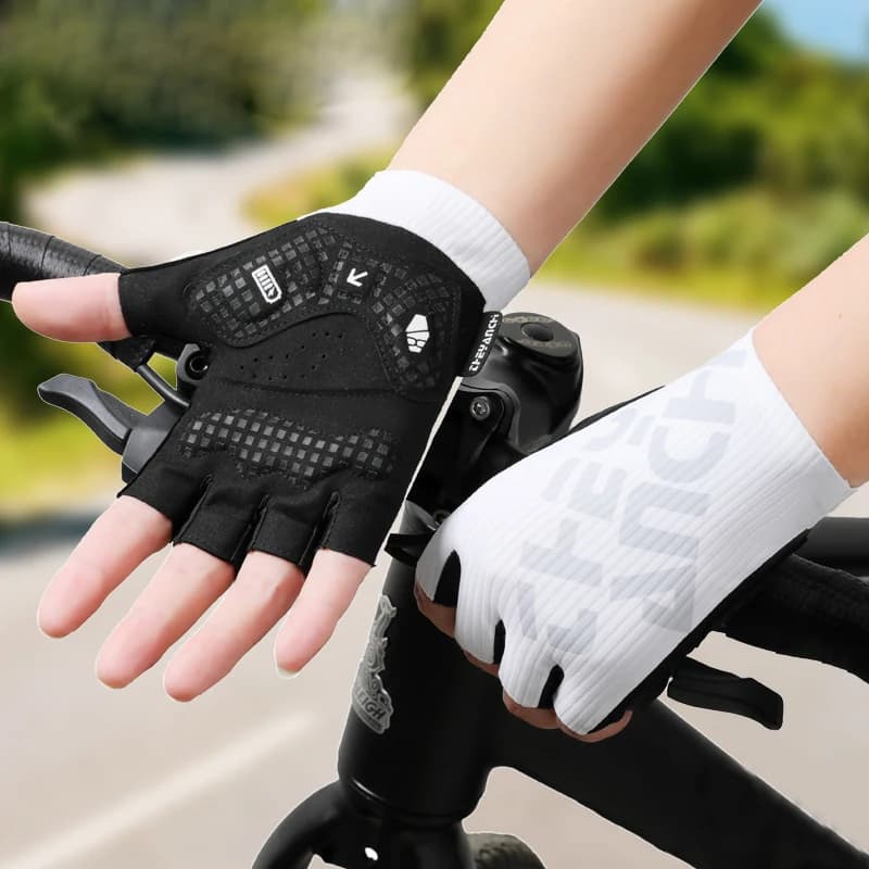 Guanti da Ciclismo Estivi in Seta Ghiacciata Sottile, Mezze Dita, Antiscivolo, con Palmo Imbottito Antiurto, per Uomo, Bici, Fitness, Palestra