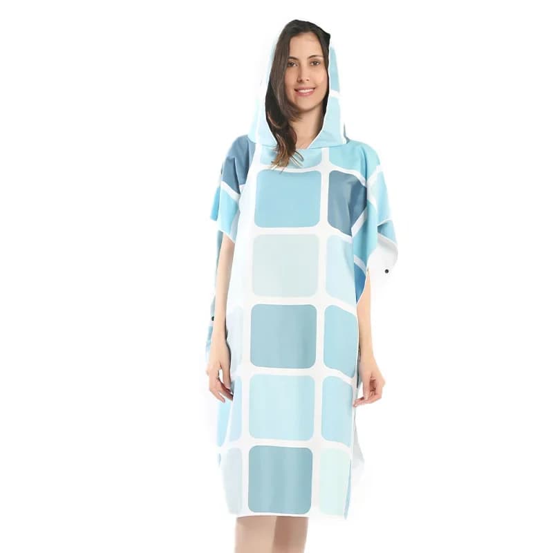 Adult Microfiber Fabric Printed Hooded Sea Canvas For Adult Towel Fast Drying Pool Poncho with Fitness Bathrobe