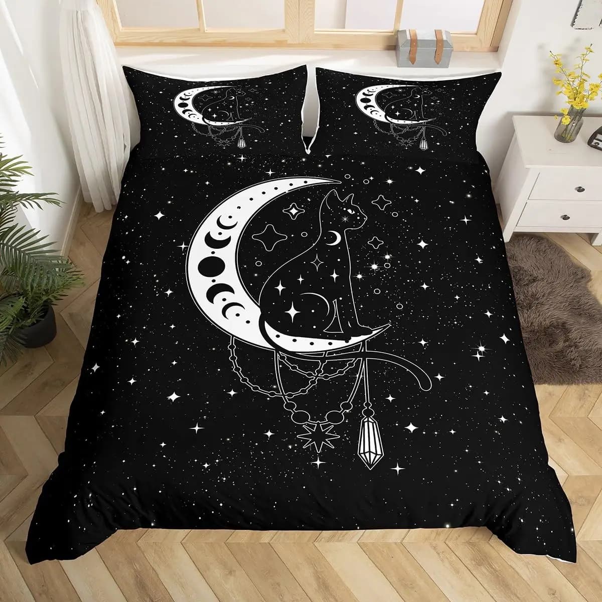 Set copripiumino Moon Queen King Biancheria da letto singola doppia Moon per bambini Adolescenti Adulti 1 copripiumino 2 federe senza trapunta