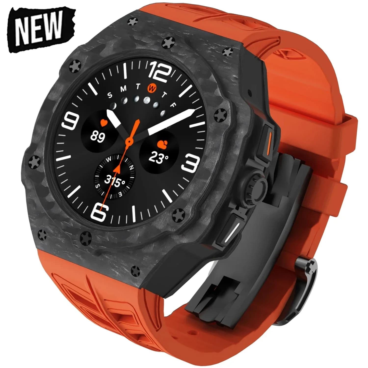 Luxury Cover for Samsung Galaxy Watch 7 Ultra 47mm Carbon Fiber Case Mod Kit Fluororubber Smart Band Strap for Galaxy Ultra 2025
