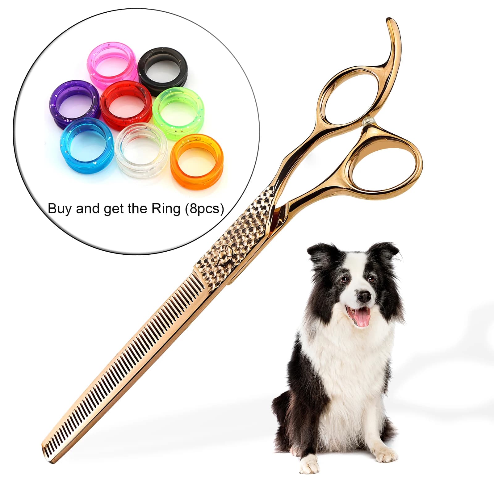 NEPURLson 7.5inch bronze gold JP440C sloping tail thinning shears pet grooming scissors comfortable sharp beauty right hand