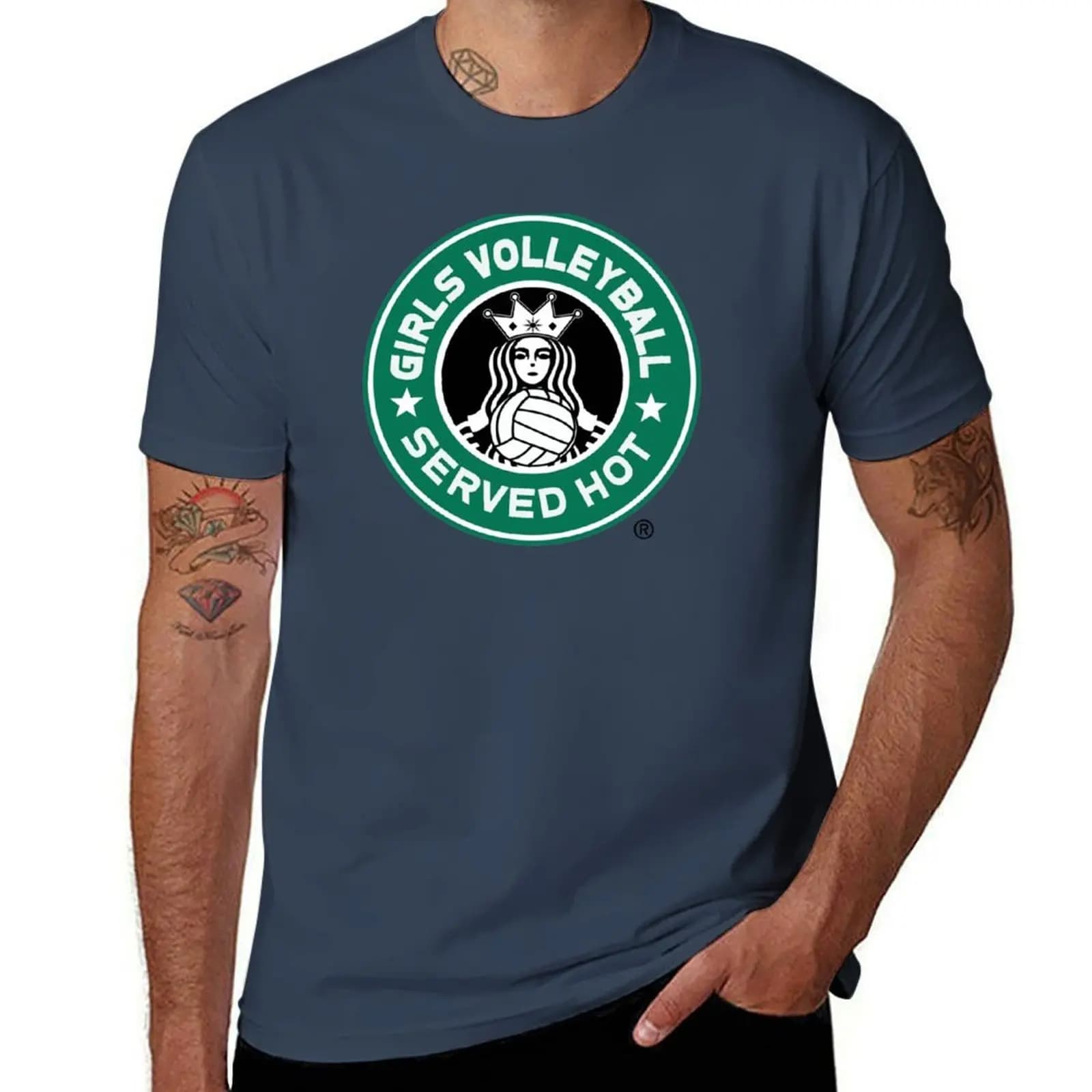 T-shirt da donna alla moda con stampa di ragazze che giocano a pallavolo, casual, a maniche corte