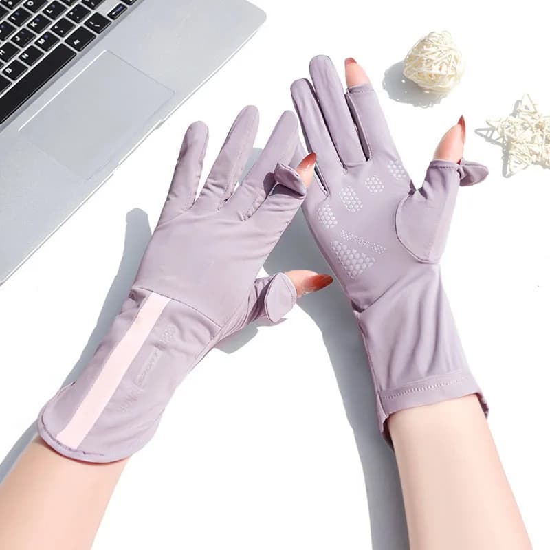 Guanti estivi per protezione solare da donna, sottili, in seta di ghiaccio, anti-ultravioletti, touch screen, guida, equitazione, guanti traspiranti antiscivolo